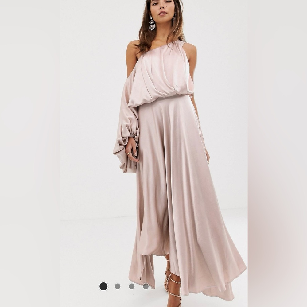 ASOS Edition Blouson One Shoulder Satin Dress (SZ 8)
